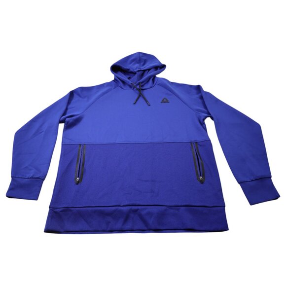 Reebok Active Hoodie‎ Men's Large Blue Mesh Zip Pocket Spellout Logo Drawstring - Picture 1 of 9